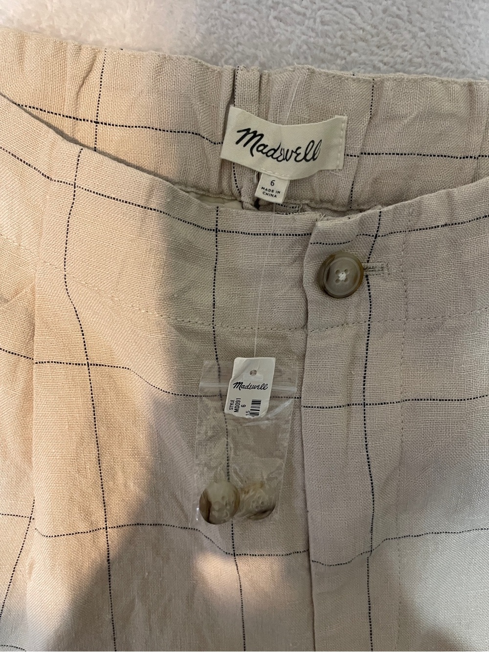 NWT Madewell Linen Windowpane Plaid Trousers Preppy Work Casual Travel Summer 6 - Picture 6 of 13